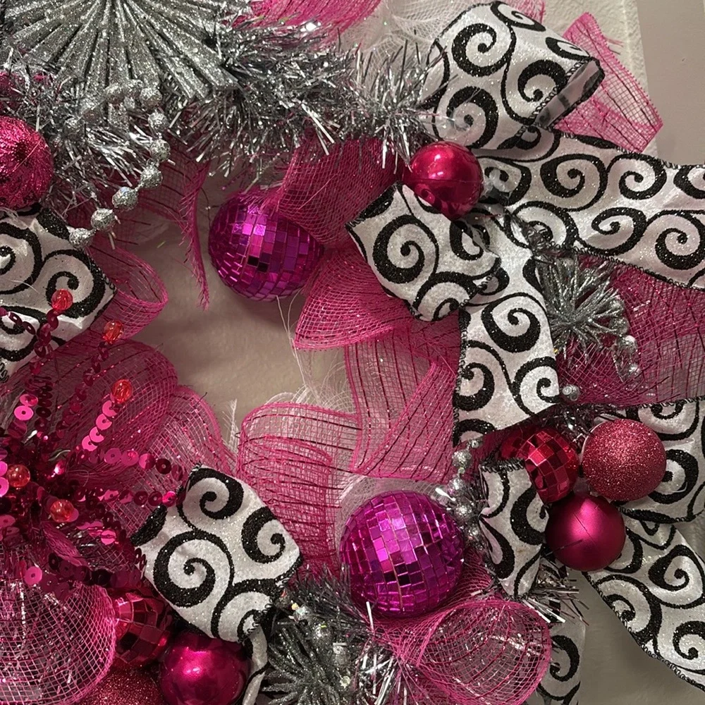 Stunning Pink Silver Wreath handmade Final Sale